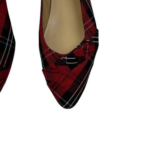 Talbots Tartan Red Plaid Ruffle Detail Pointed Toe Flats Women's Size 9 - Picture 4 of 10